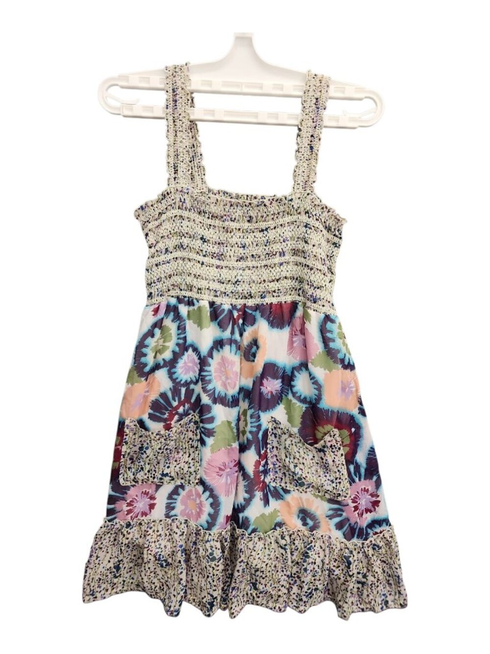 Boho Smocked Summer Dress Festival Sundress Resort Vacation Dress Size L - Picture 4 of 13